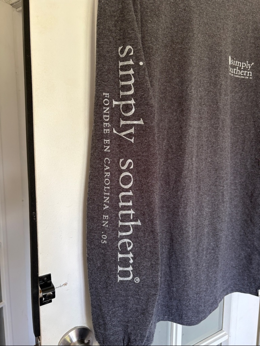 Simply Southern women’s Long Sleeve Tee — Charcoal Gray - Picture 5 of 7